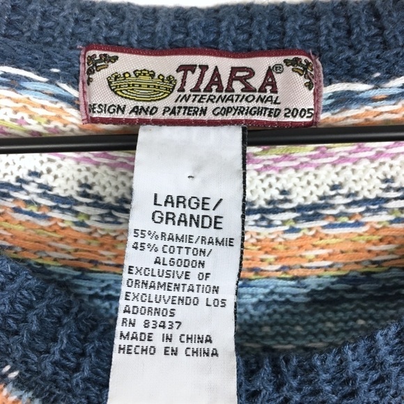 TIARA Cardigan Sweater Fair Isle Ribbon Bows Velvet Fairycore Cottagecore Large - Picture 7 of 9